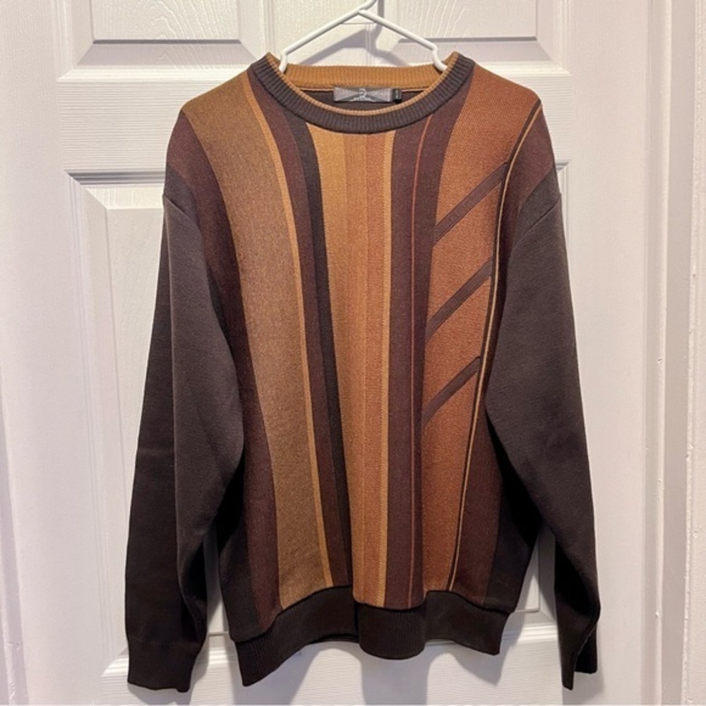 Leo Chevalier Design sweater pullover grandpa brown Men Medium long sleeve crew